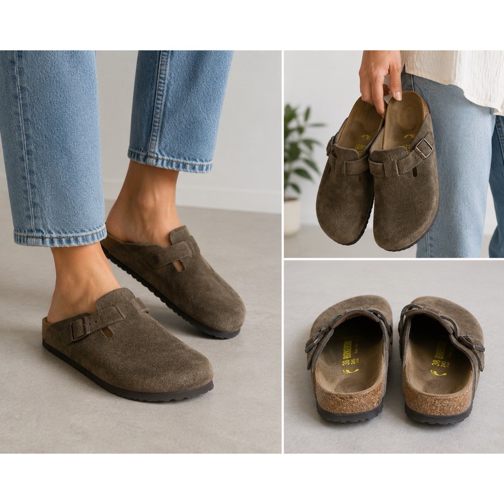 Birkenstock Boston Clogs Women's EU 38 US 7 Brown Suede Leather Germany Comfort - Picture 1 of 10